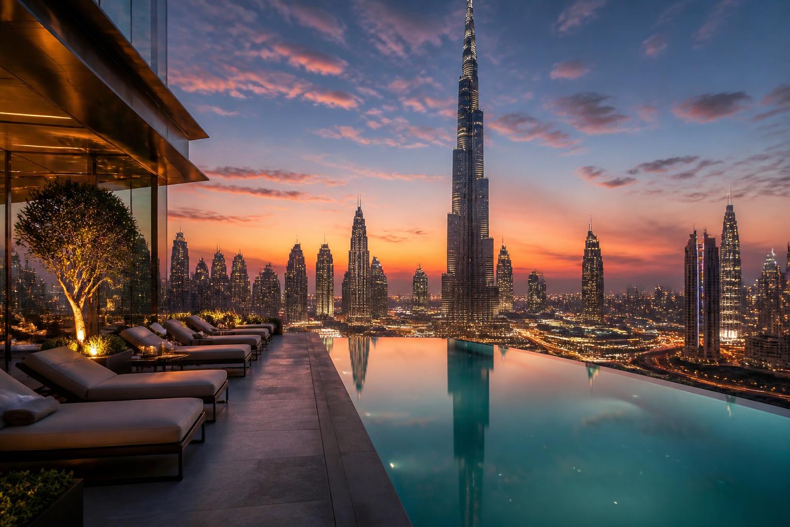 Sky pools with Burj Khalifa views